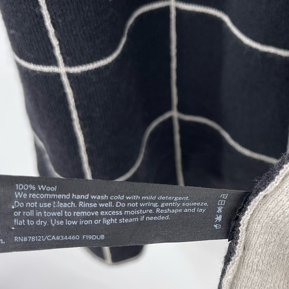 Eileen Fisher Wool Open Front Cardigan Sweater Black Windowpane Size Small - Picture 7 of 8